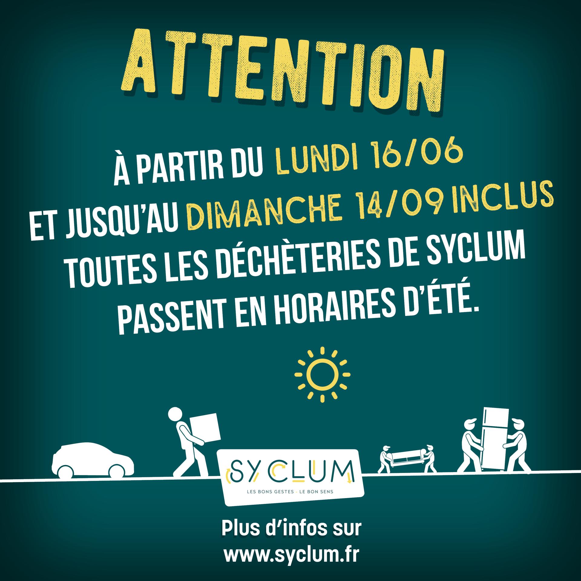 Decheterie changement horaire ete 2025