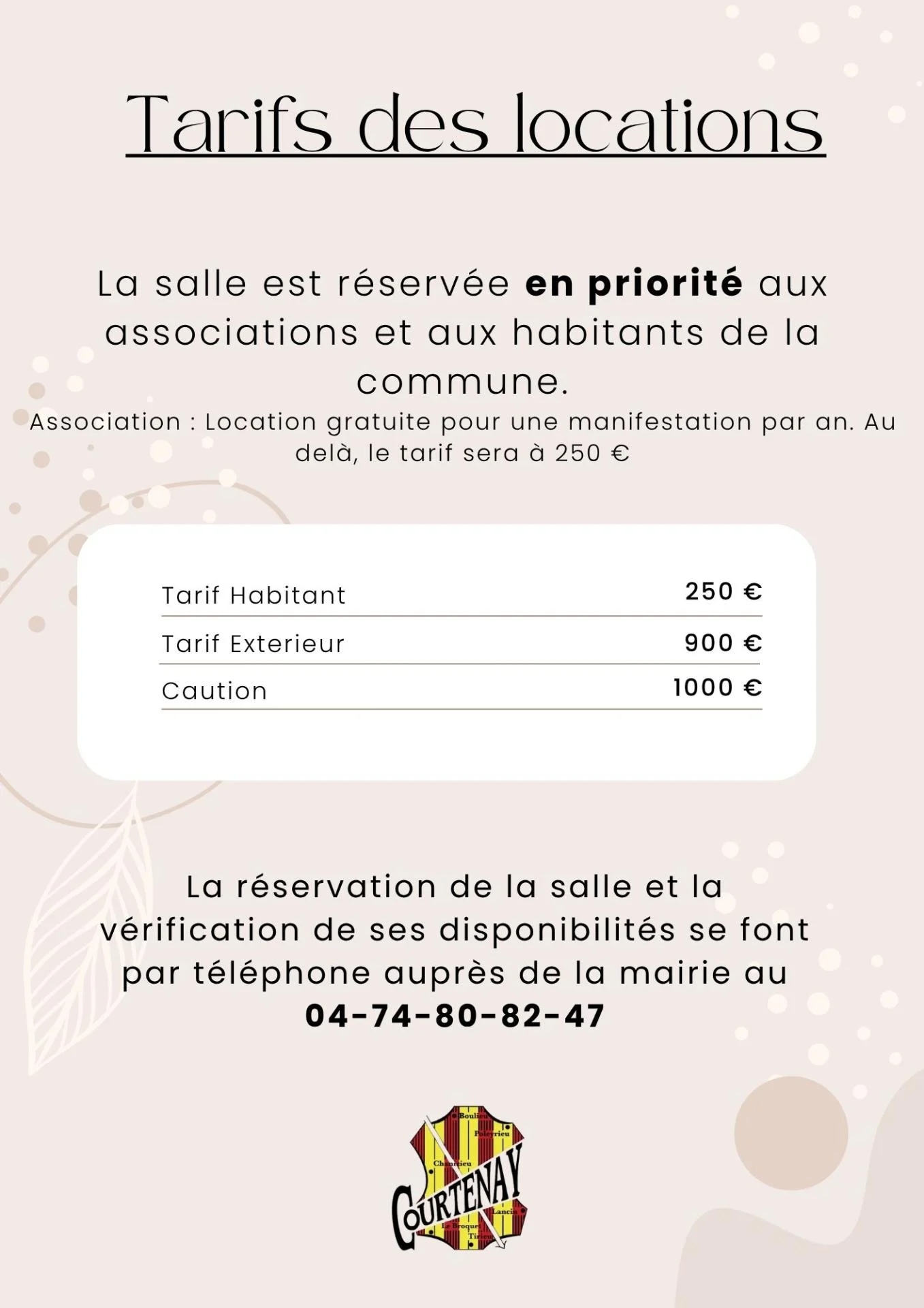 Tarifs location salle st ro